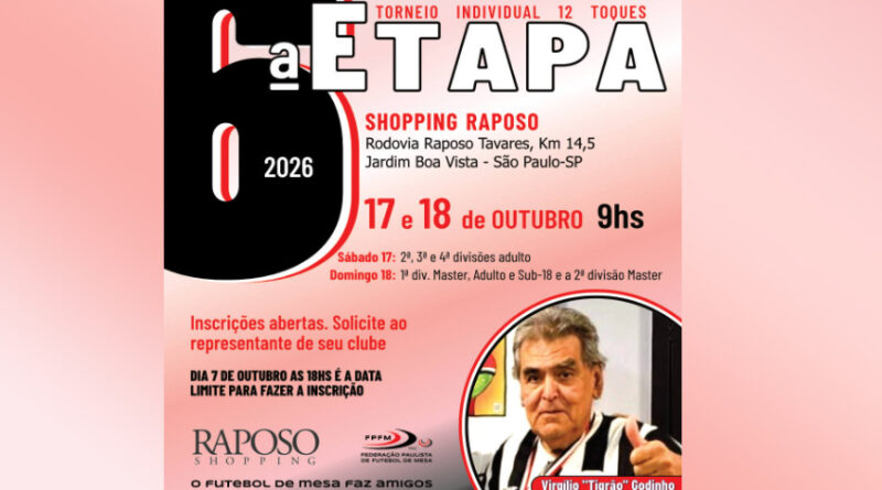6ª última Etapa do ano no Shopping Raposo Tavares